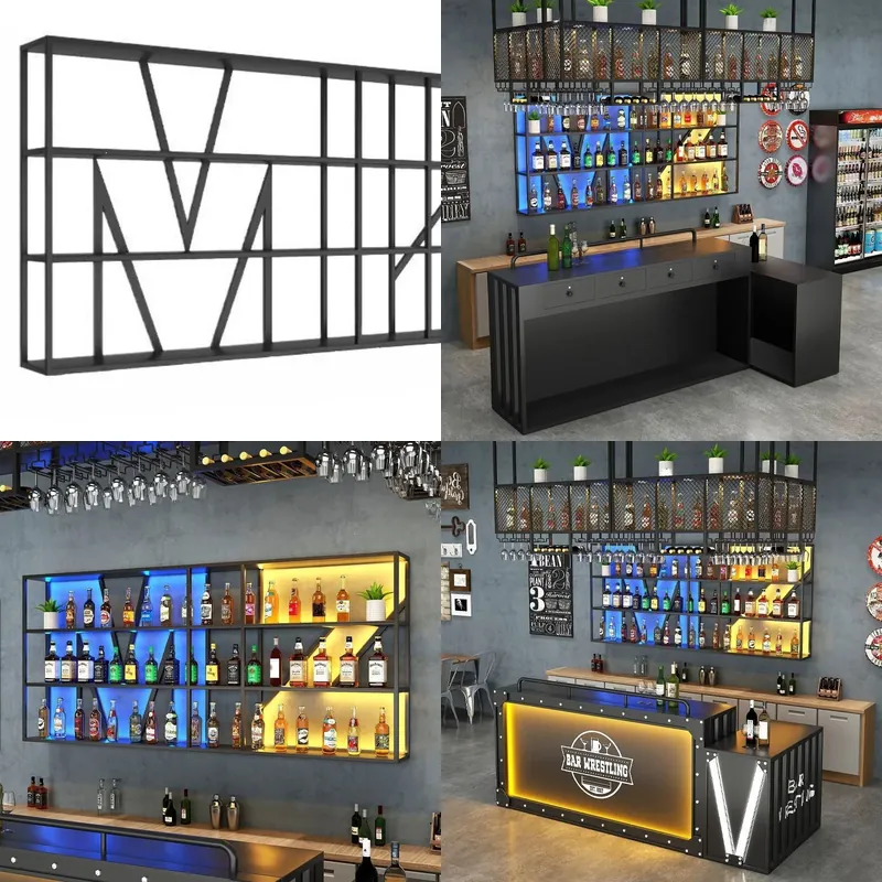 Wine & Beer Guayaquil - Настенная кованая железная винная полка-стойка для